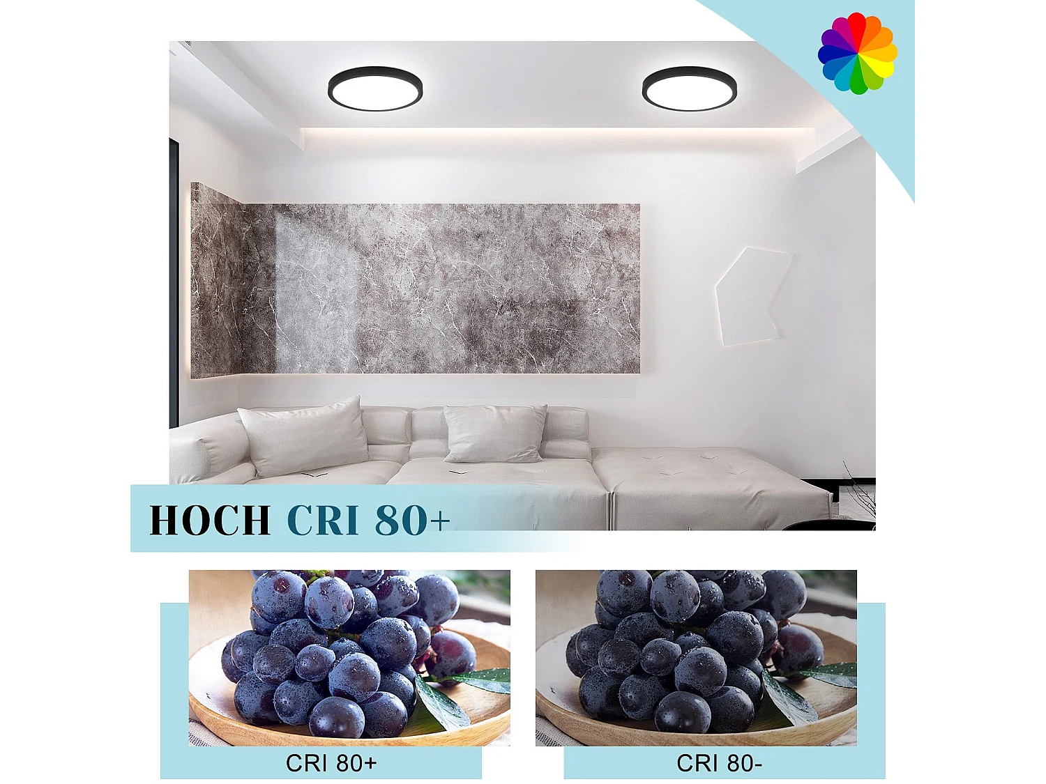 NETTLIFE LED - Iluminación de techo, plana, 18 cm - 15 W, negro, 6000 K - Iluminación moderna para la cocina, el pasillo, el dormitorio.