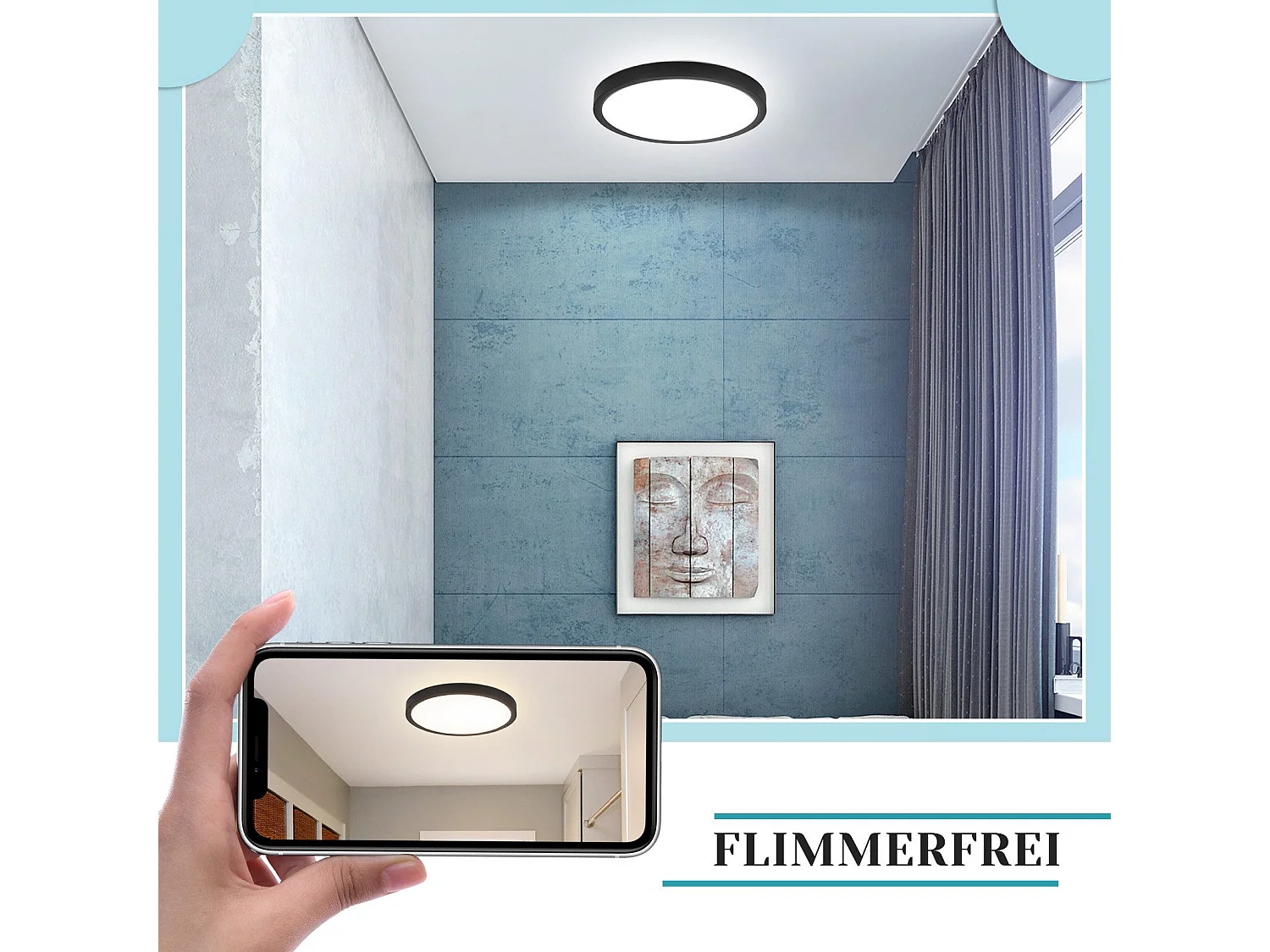 NETTLIFE LED - Iluminación de techo, plana, 18 cm - 15 W, negro, 6000 K - Iluminación moderna para la cocina, el pasillo, el dormitorio.