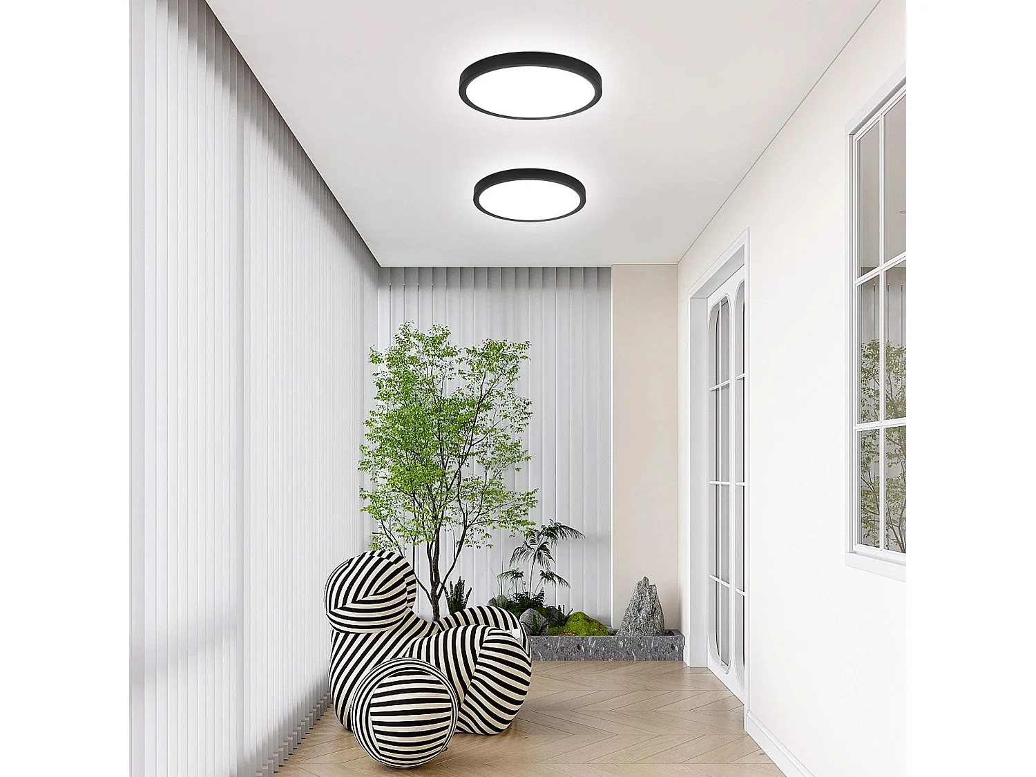 NETTLIFE LED - Iluminación de techo, plana, 18 cm - 15 W, negro, 6000 K - Iluminación moderna para la cocina, el pasillo, el dormitorio.