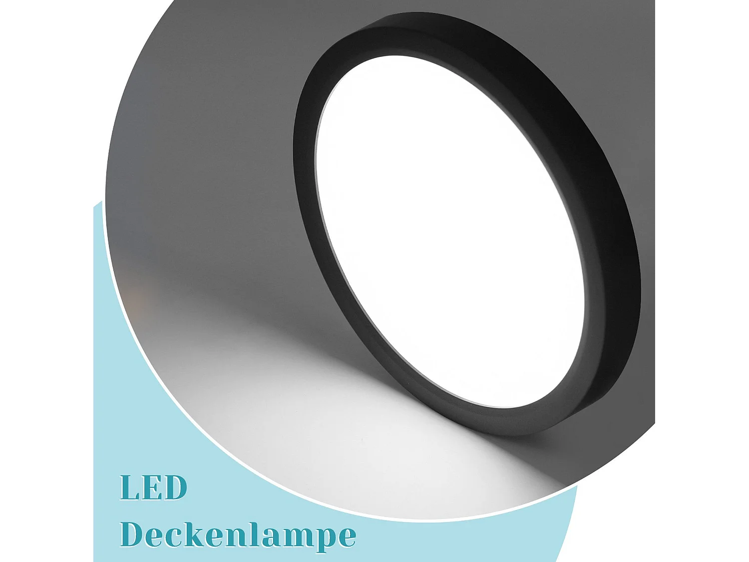 NETTLIFE LED - Deckebeleuchtung, flach, 18 cm - 15 W, Schwarz, 6000 K - Moderne Beleuchtung für Küche, Flur, Schlafzimmer.