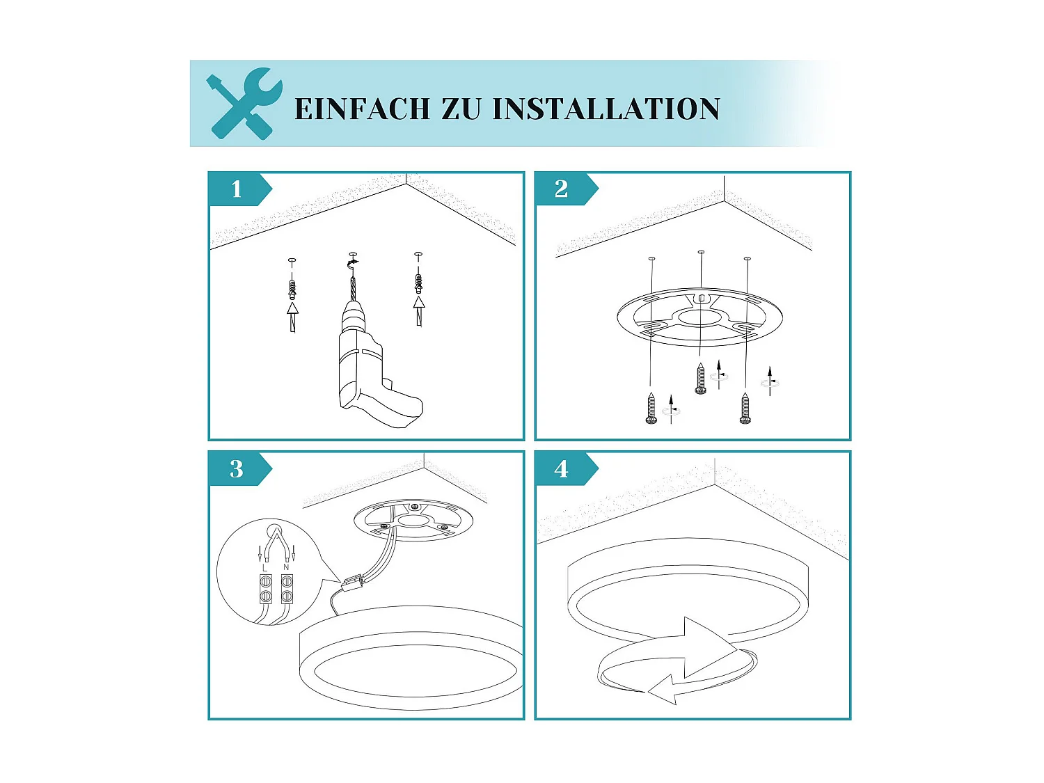 NETTLIFE LED - Deckebeleuchtung, flach, 18 cm - 15 W, Schwarz, 6000 K - Moderne Beleuchtung für Küche, Flur, Schlafzimmer.