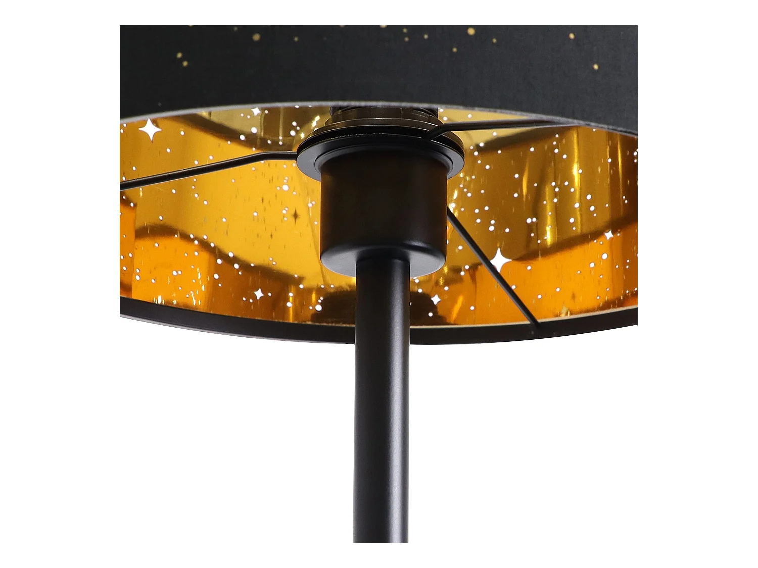 NETTLIFE Moderne Stehleuchte Wohnzimmer Stehlampe - Stoff Stehlampe mit E27 Fassung Max. 40 W Stehlampe mit Schwarz und Gold mit Sternendesign, 144 cm