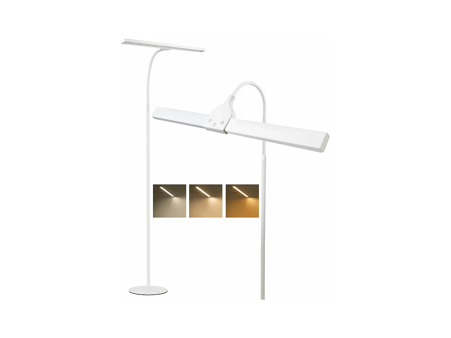 NETTLIFE Lampadaire LED Salon dimmable - 156CM Moderne 10W Touch Control Lampe de lecture avec minuterie Lampe de lit Col de cygne réglable