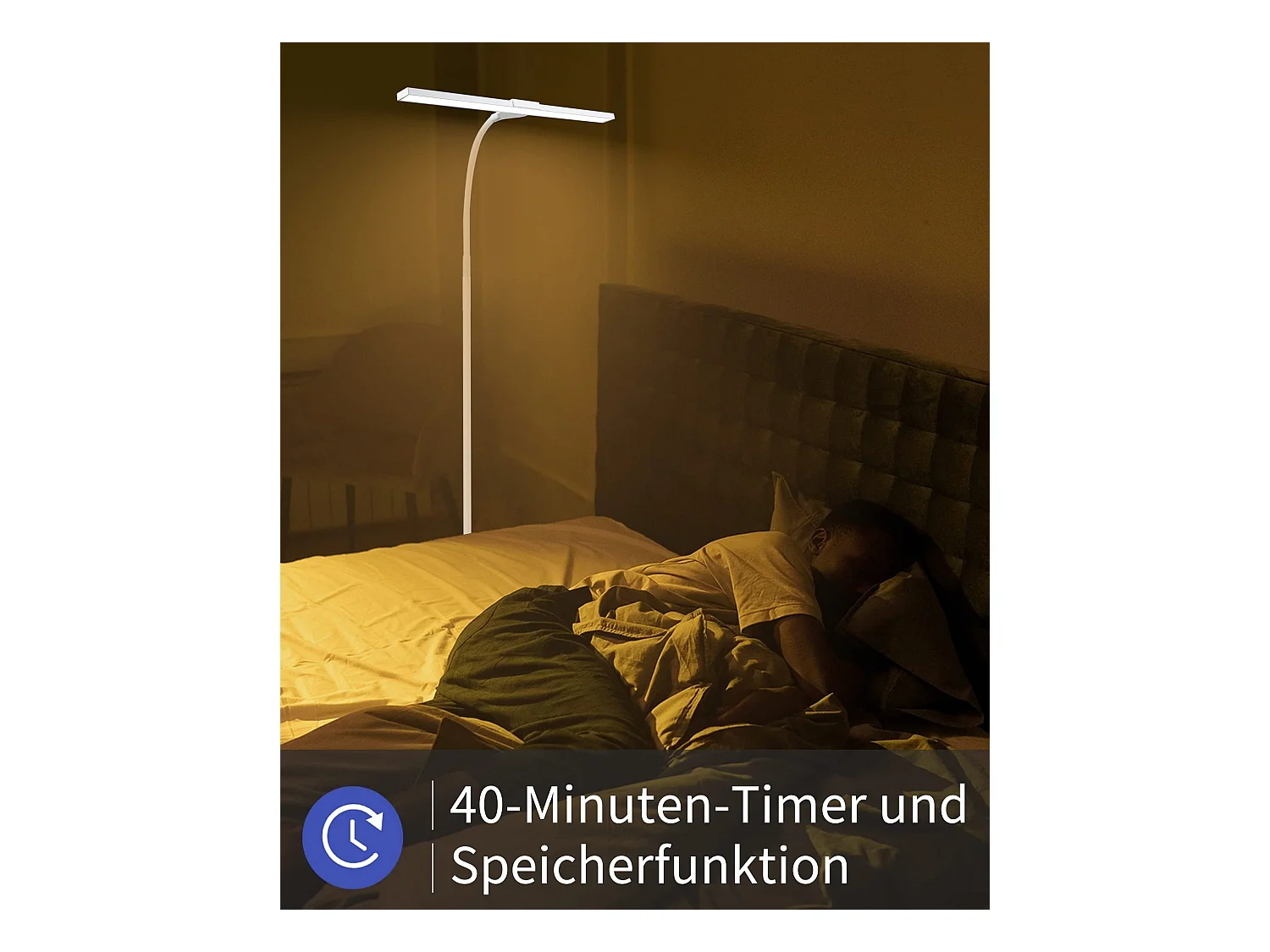 NETTLIFE Lámpara de pie LED para sala de estar regulable - 156 CM  moderna con control táctil de 10 W con temporizador con cuello de cisne ajustable