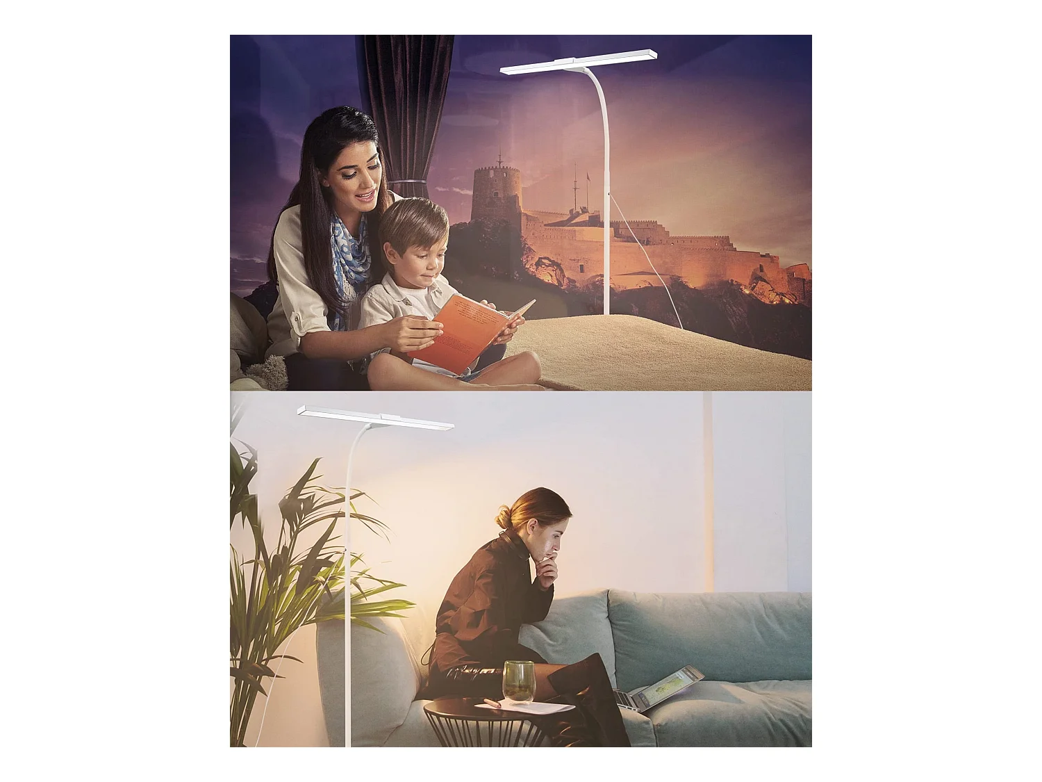 NETTLIFE Lámpara de pie LED para sala de estar regulable - 156 CM  moderna con control táctil de 10 W con temporizador con cuello de cisne ajustable