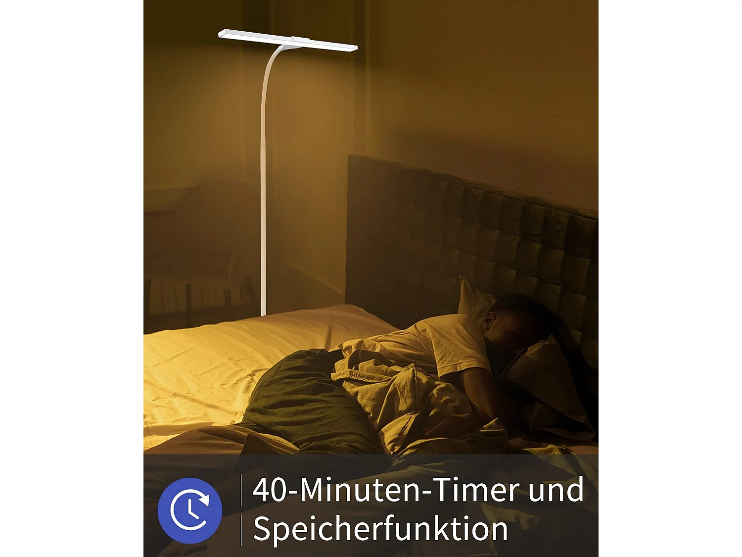 NETTLIFE Lámpara de pie LED para sala de estar regulable - 156 CM  moderna con control táctil de 10 W con temporizador con cuello de cisne ajustable