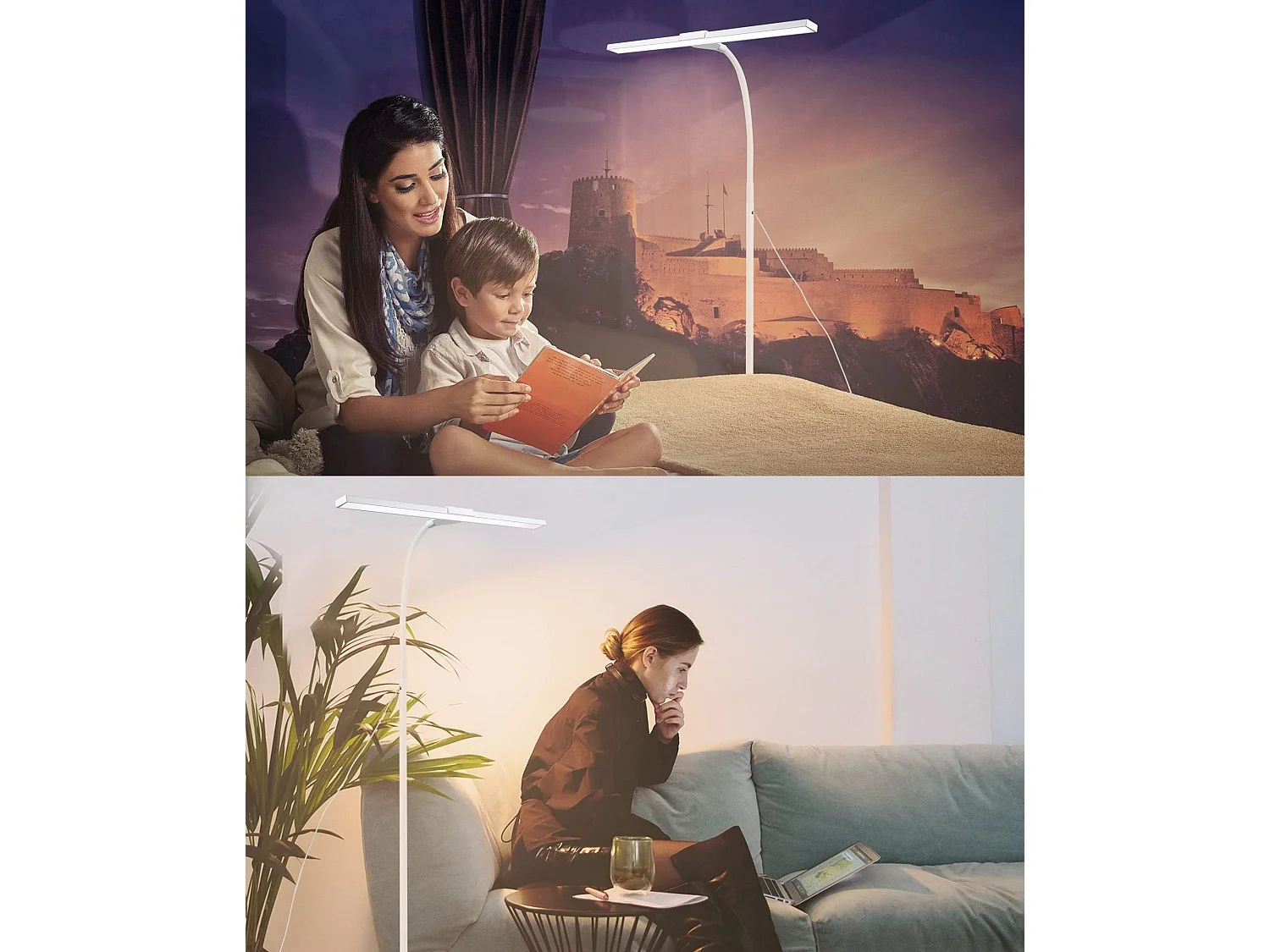 NETTLIFE Lámpara de pie LED para sala de estar regulable - 156 CM  moderna con control táctil de 10 W con temporizador con cuello de cisne ajustable