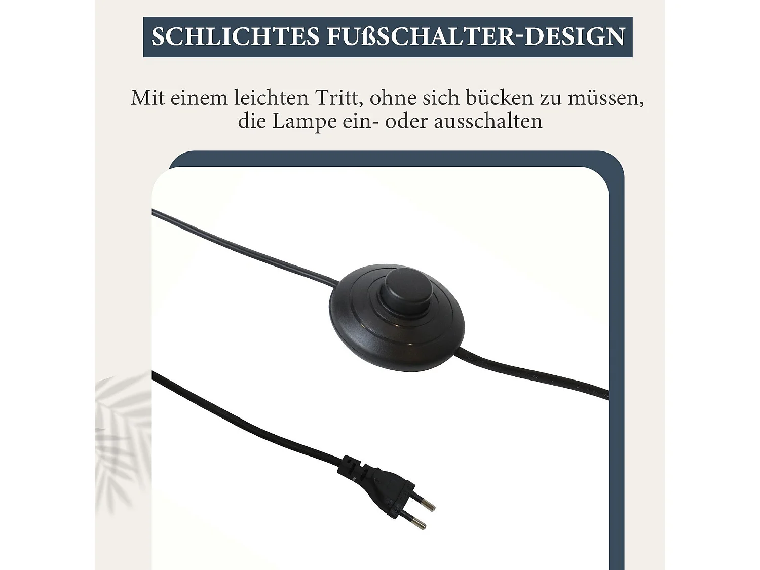 NETTLIFE Industriële Lamp - Moderne Zwart met Witte Metaaldesign Voetschakelaar, Glas E27 Vintage Lamp, Kabel 2M.