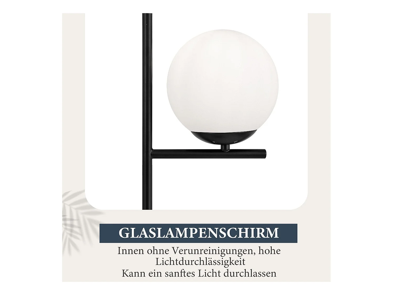 NETTLIFE Lampadaire Industriel - Noir Moderne avec Interrupteur à Pied Métal Design Blanc Verre Lampadaire E27 Vintage Câble 2M