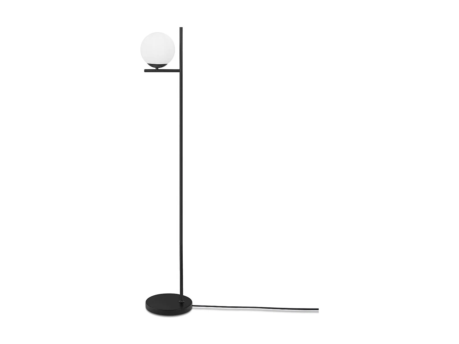 Lampadaire Industriel Noir Moderne Avec Interrupteur à Pied Métal Design Blanc Verre E27 1.5m