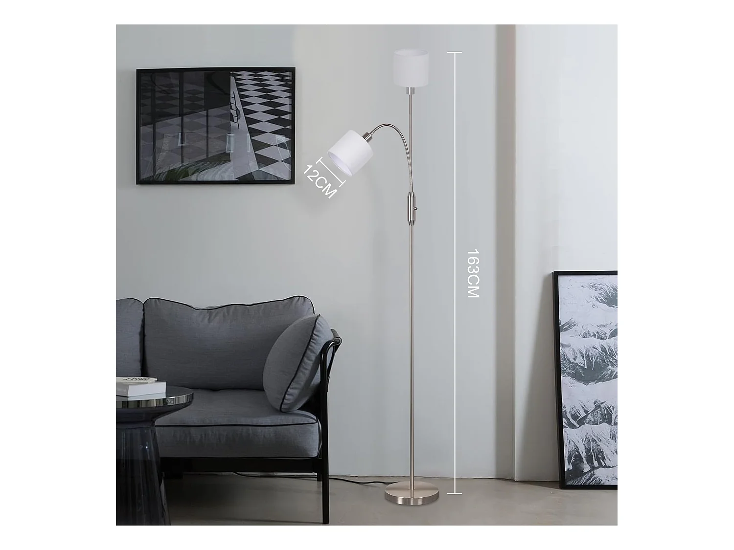 NETTLIFE Stehleuchte 1-Flammig Wohnzimmer Leseleuchte - E14 Vintage 360° Drehung Lampenschirm Boho Industrial Stehlampe Flur Schlafzimmer Ohne Leuchtmittel