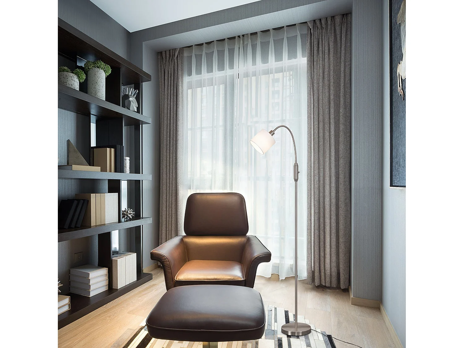 NETTLIFE Stehleuchte 1-Flammig Wohnzimmer Leseleuchte - E14 Vintage 360° Drehung Lampenschirm Boho Industrial Stehlampe Flur Schlafzimmer Ohne Leuchtmittel