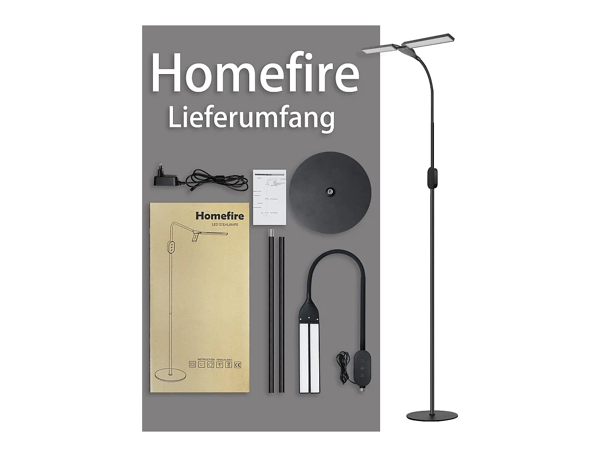 NETTLIFE Dimmbare LED - Lamp, Zwart Salonlamp 158 cm, moderne aanraakbare 9 W - Lamp met timer en herinneringsfunctie.