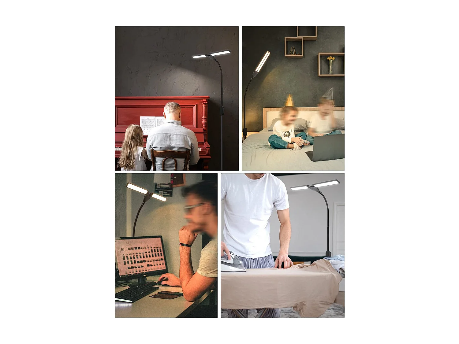 NETTLIFE Lámpara de pie LED regulable -  negra para salón 158 cm Lámpara de pie táctil moderna 9 W con temporizador y función de memoria