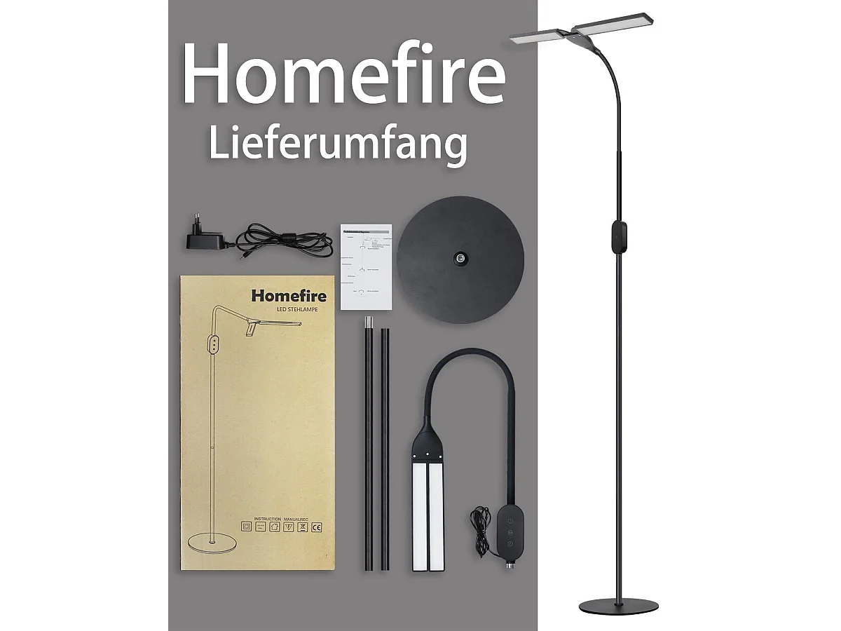 NETTLIFE Lámpara de pie LED regulable -  negra para salón 158 cm Lámpara de pie táctil moderna 9 W con temporizador y función de memoria