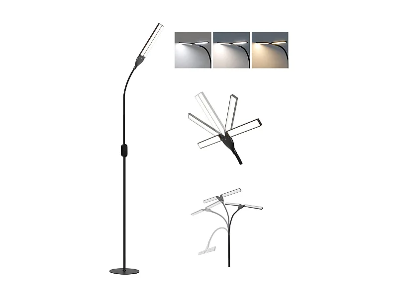 NETTLIFE Lámpara de pie LED regulable -  negra para salón 158 cm Lámpara de pie táctil moderna 9 W con temporizador y función de memoria