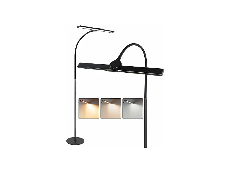 Lampadaire LED Dimmable Noir 10w Touch Lampe De Bureau Avec Minuterie Col De Cygne Réglable