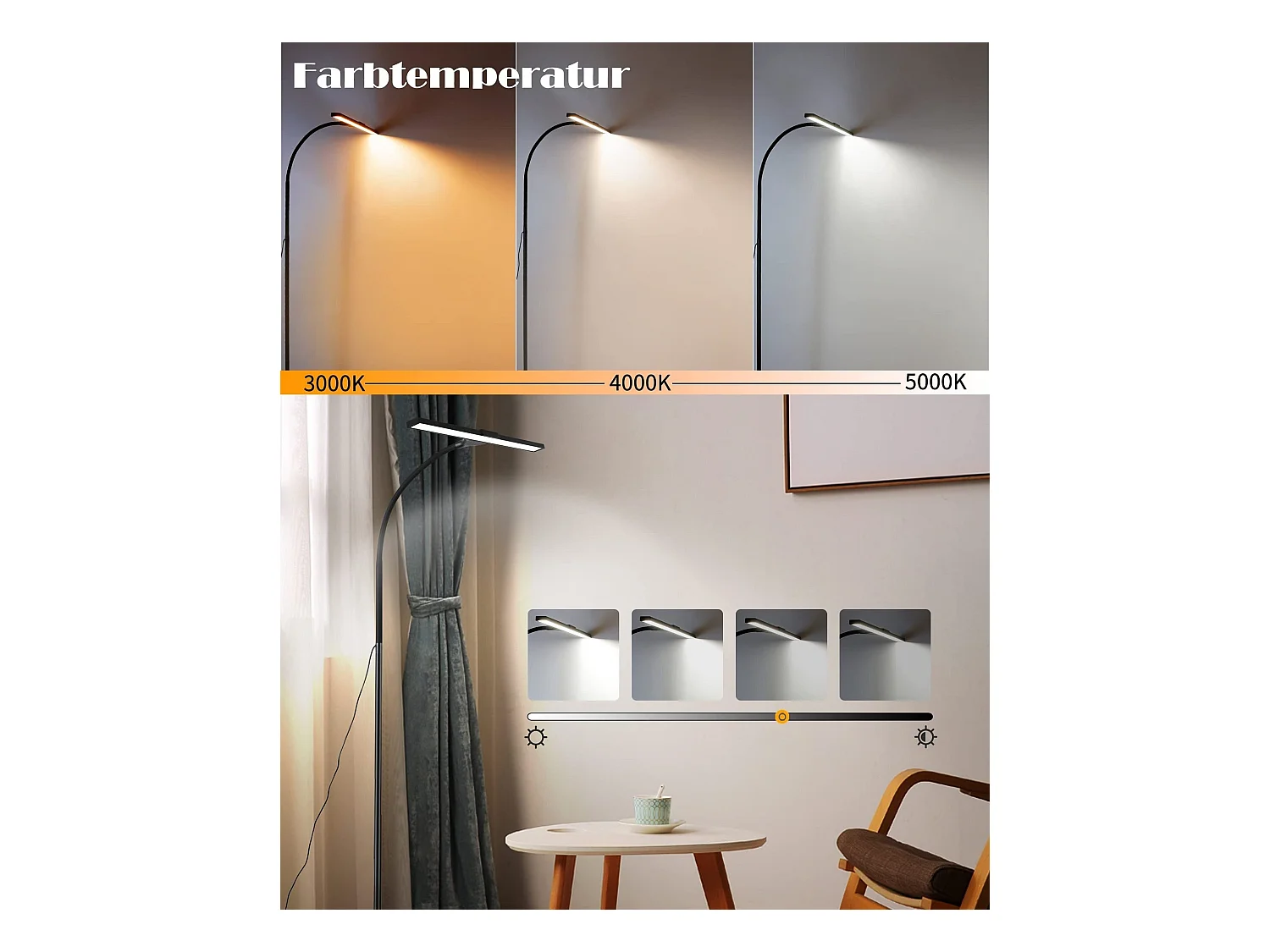 NETTLIFE Vloerlamp LED Zwart 156cm Touch Dimbaar  Staande Lampen met 360 ° Zwanenhals 10W Leeslamp 40min Timer en Geheugenfunctie voor Slaapkamer Woonkamer Studie