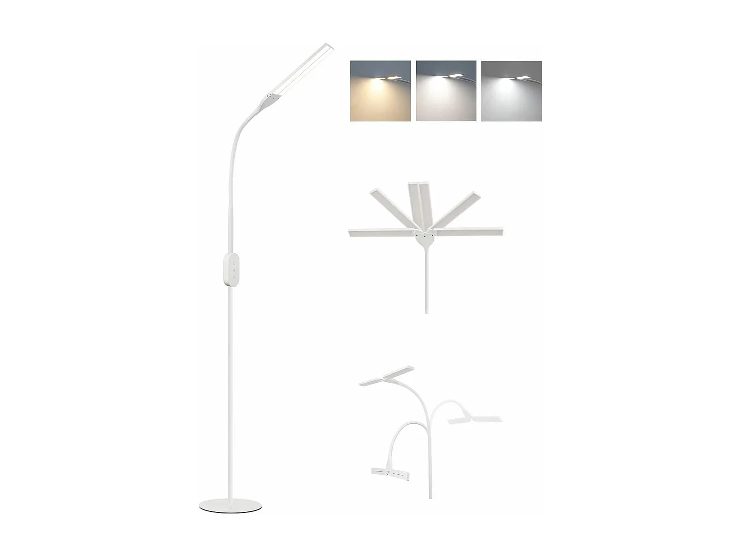 NETTLIFE Lampadaire LED Salon  dimmable- 158CM Moderne réglables Lampadaire tactile 9W avec minuterie & fonction mémoire