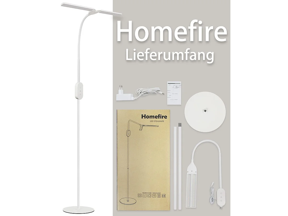 NETTLIFE Lampadaire LED Salon  dimmable- 158CM Moderne réglables Lampadaire tactile 9W avec minuterie & fonction mémoire