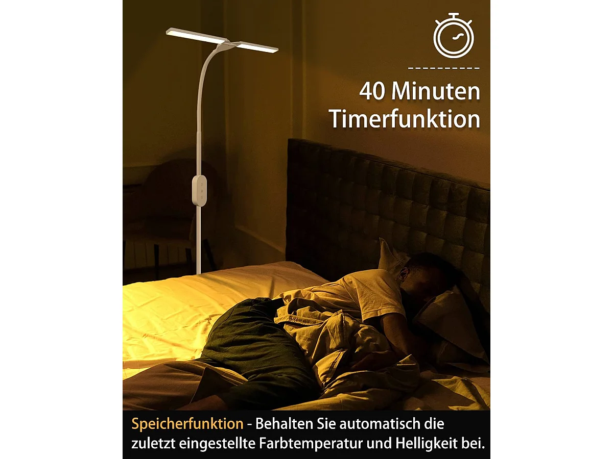 NETTLIFE Lampadaire LED Salon  dimmable- 158CM Moderne réglables Lampadaire tactile 9W avec minuterie & fonction mémoire