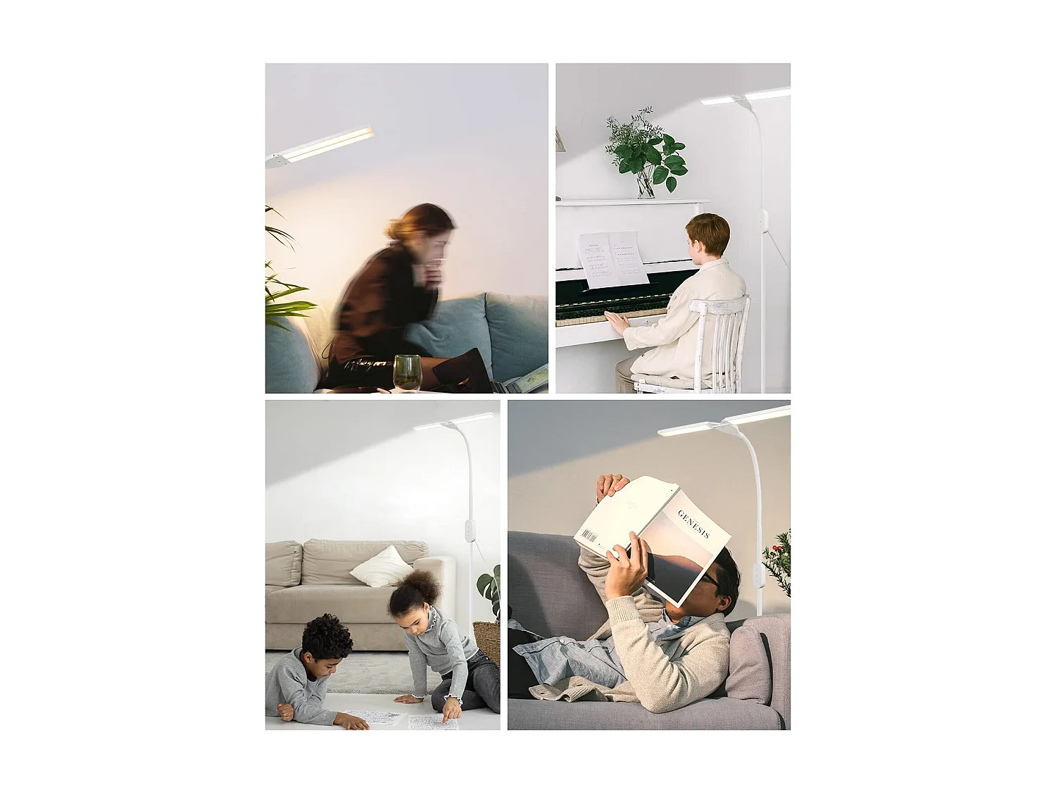 NETTLIFE Lampadaire LED Salon  dimmable- 158CM Moderne réglables Lampadaire tactile 9W avec minuterie & fonction mémoire