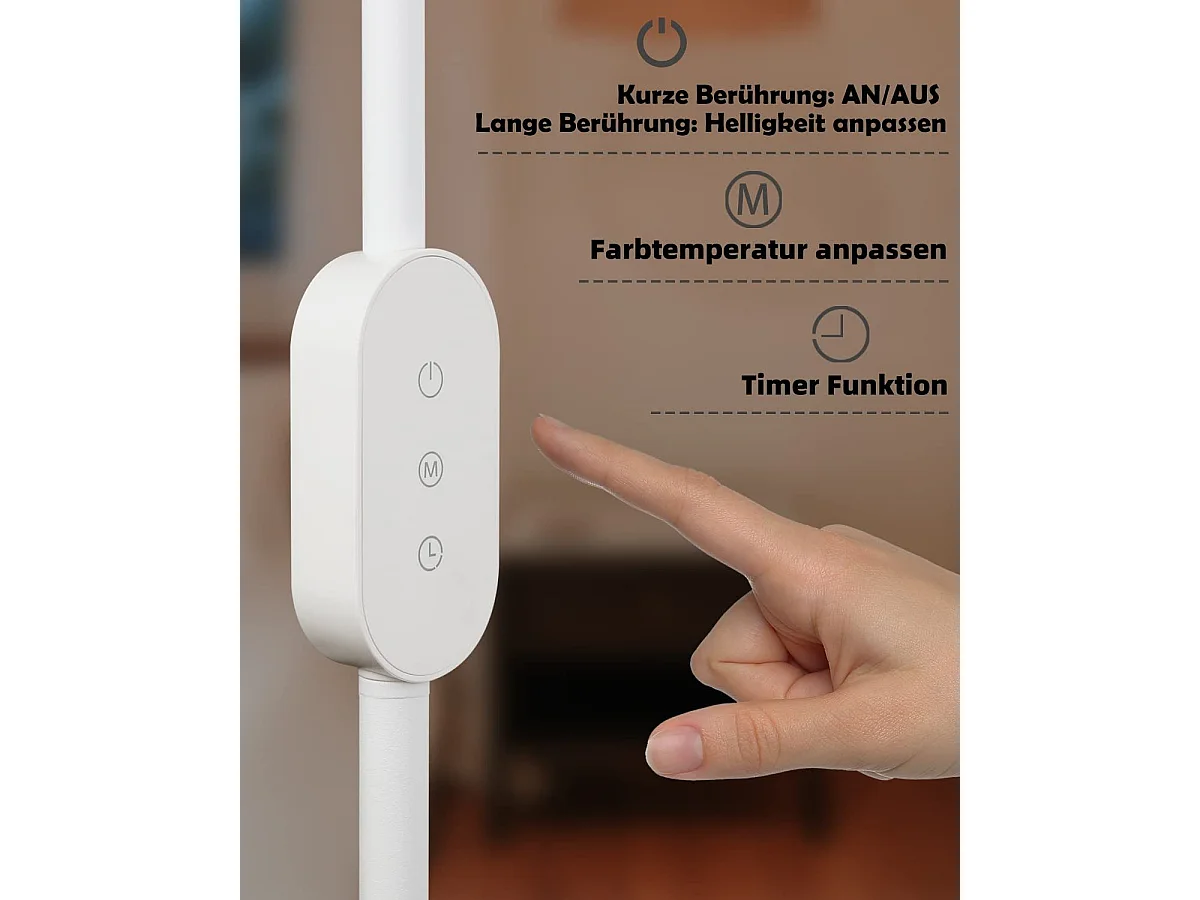 NETTLIFE Lampadaire LED Salon  dimmable- 158CM Moderne réglables Lampadaire tactile 9W avec minuterie & fonction mémoire