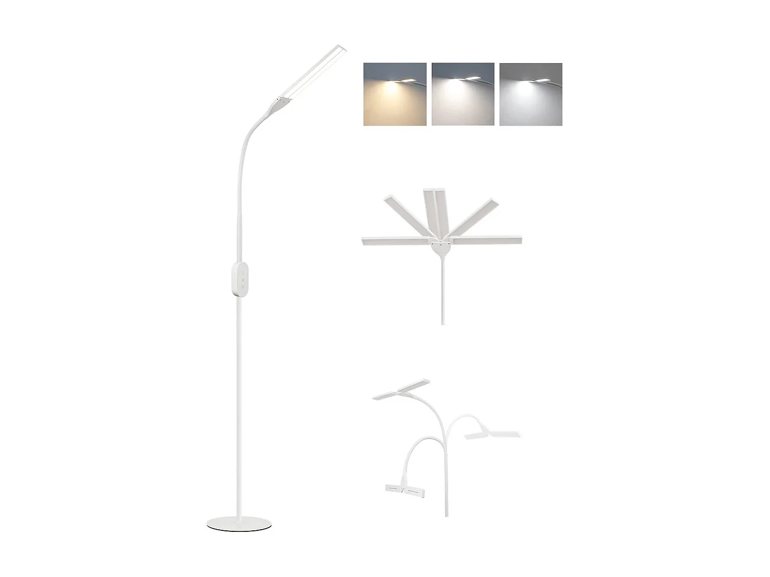 NETTLIFE Lamp voor de woonkamer, LED, dimbaar - 158 cm, moderne, verstelbaar, met tactiele bediening, 9W, met tijdsfunctie en geheugenfunctie.