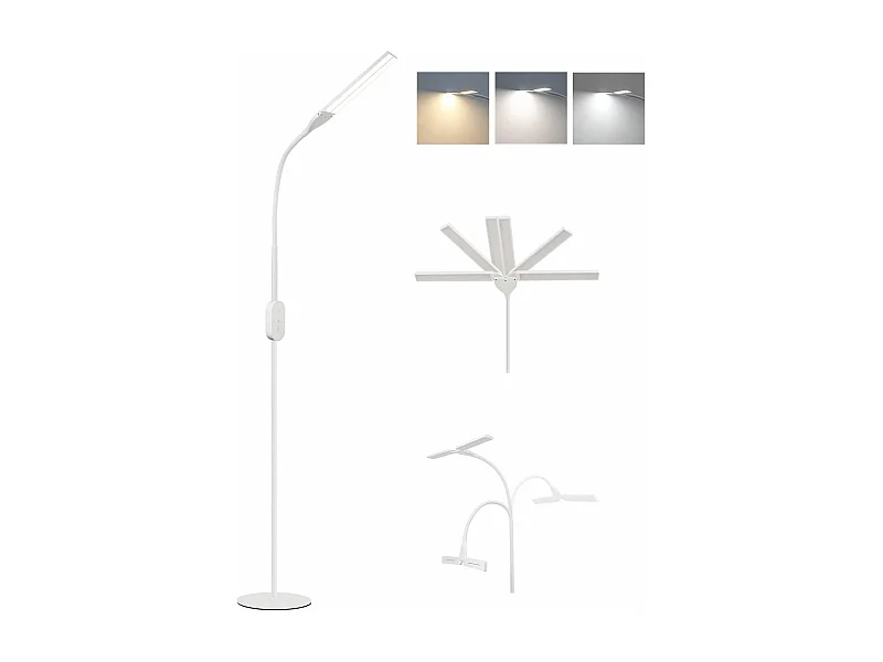 NETTLIFE Lampadaire LED Salon  dimmable- 158CM Moderne réglables Lampadaire tactile 9W avec minuterie & fonction mémoire