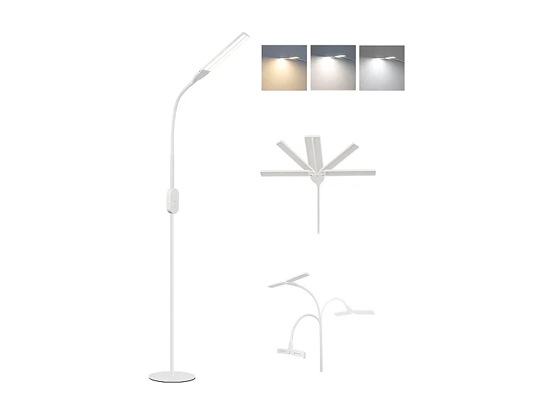 NETTLIFE Lampadaire LED Salon  dimmable- 158CM Moderne réglables Lampadaire tactile 9W avec minuterie & fonction mémoire