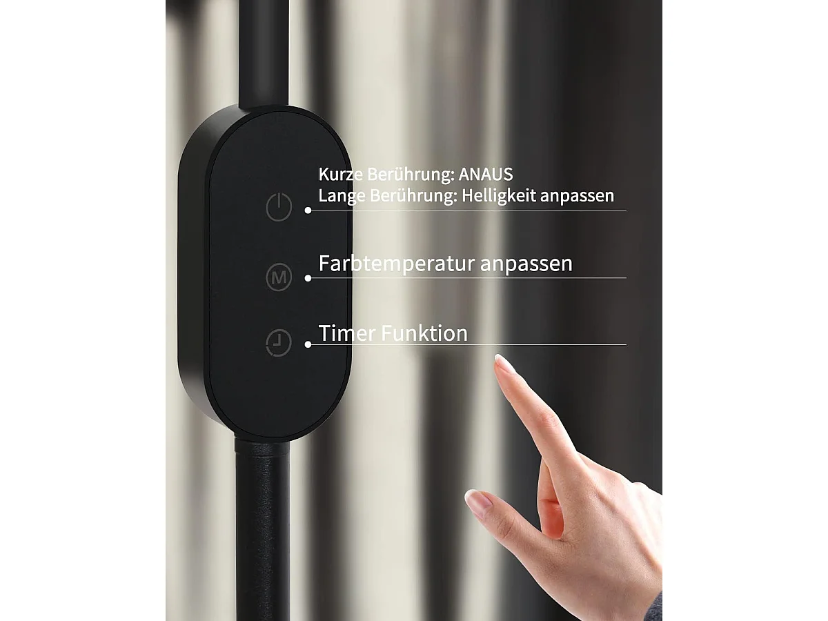 Lampadaire LED Dimmable Noir 178cm Touch Control Design Salon Avec Minuterie Fonction Mémoire