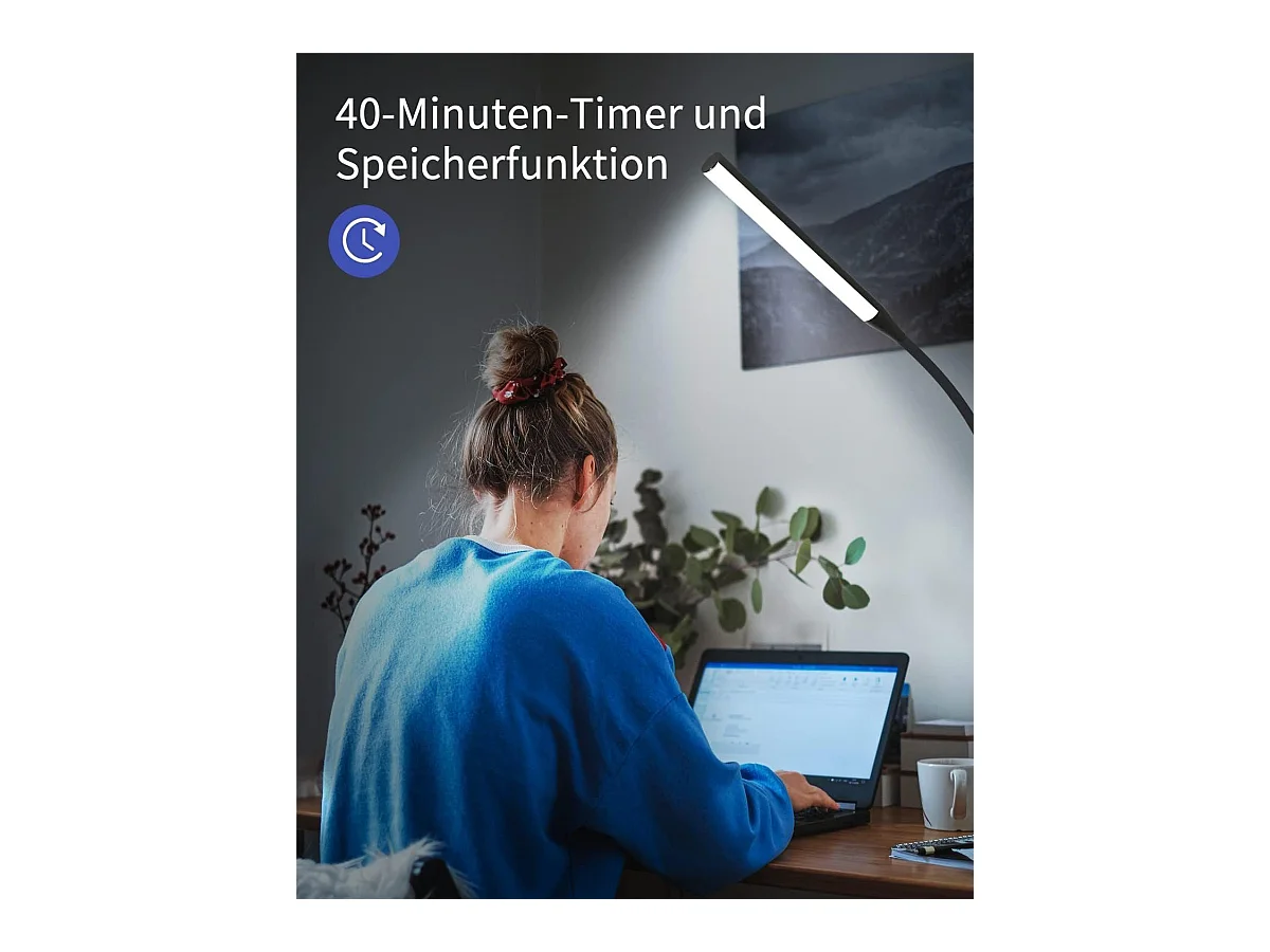 NETTLIFE LED Vloerlamp - zwart - modern - touch dimbaar - 9W - 178CM leeslamp - timer en geheugenfunctie - voor woonkamer slaapkamer kantoor