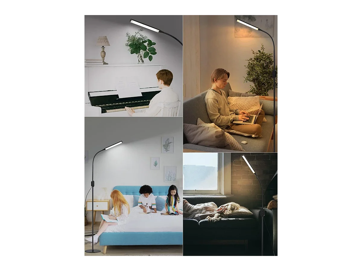 NETTLIFE LED Vloerlamp - zwart - modern - touch dimbaar - 9W - 178CM leeslamp - timer en geheugenfunctie - voor woonkamer slaapkamer kantoor