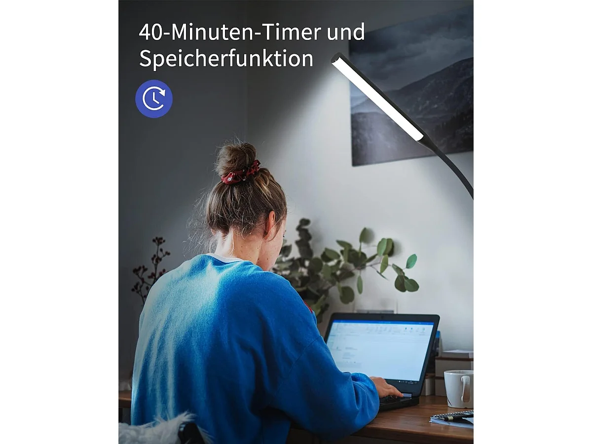 NETTLIFE Lampadaire LED dimmable Noir - 178CM Moderne Lampe sur pied Touch Control Design Salon avec minuterie et fonction mémoire Lampe de lit