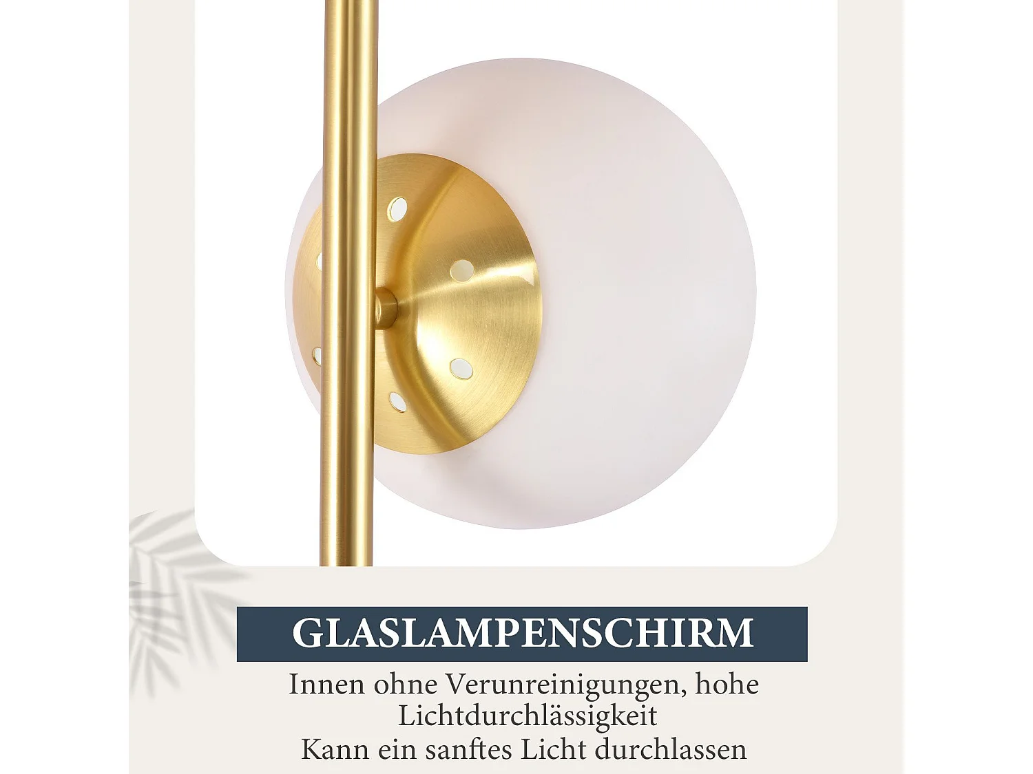 NETTLIFE Lampadaire  Moderne - Lampadaire Salon E27 Or Design Lampe à 3 Flammes avec Interrupteur à Pied Métal Blanc Verre Industriel Lampe de Sol