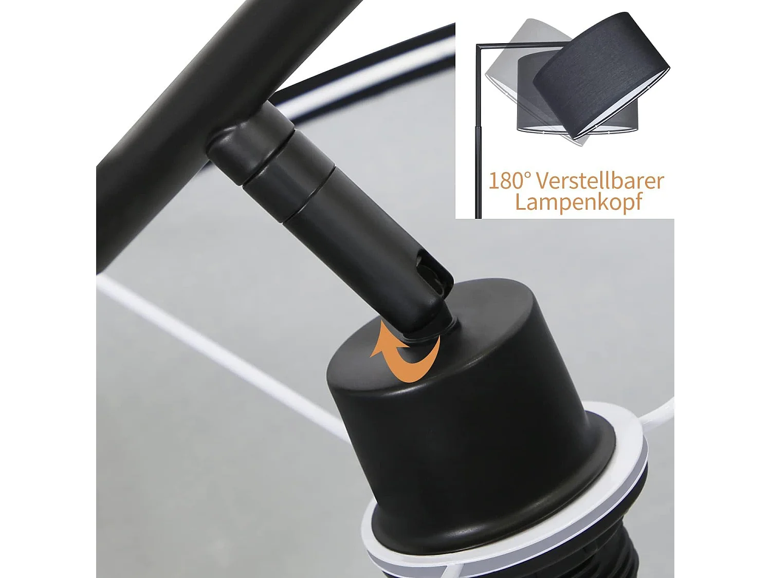 NETTLIFE Salonlamp zwart: modern ontwerp stof, houder E27, maximaal 40W, met schakelaar aan de voet, bedlamp 166 cm zonder gloeilamp.