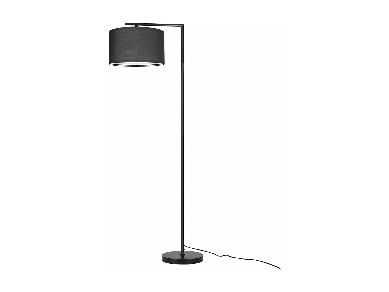 NETTLIFE Salonlamp zwart: modern ontwerp stof, houder E27, maximaal 40W, met schakelaar aan de voet, bedlamp 166 cm zonder gloeilamp.