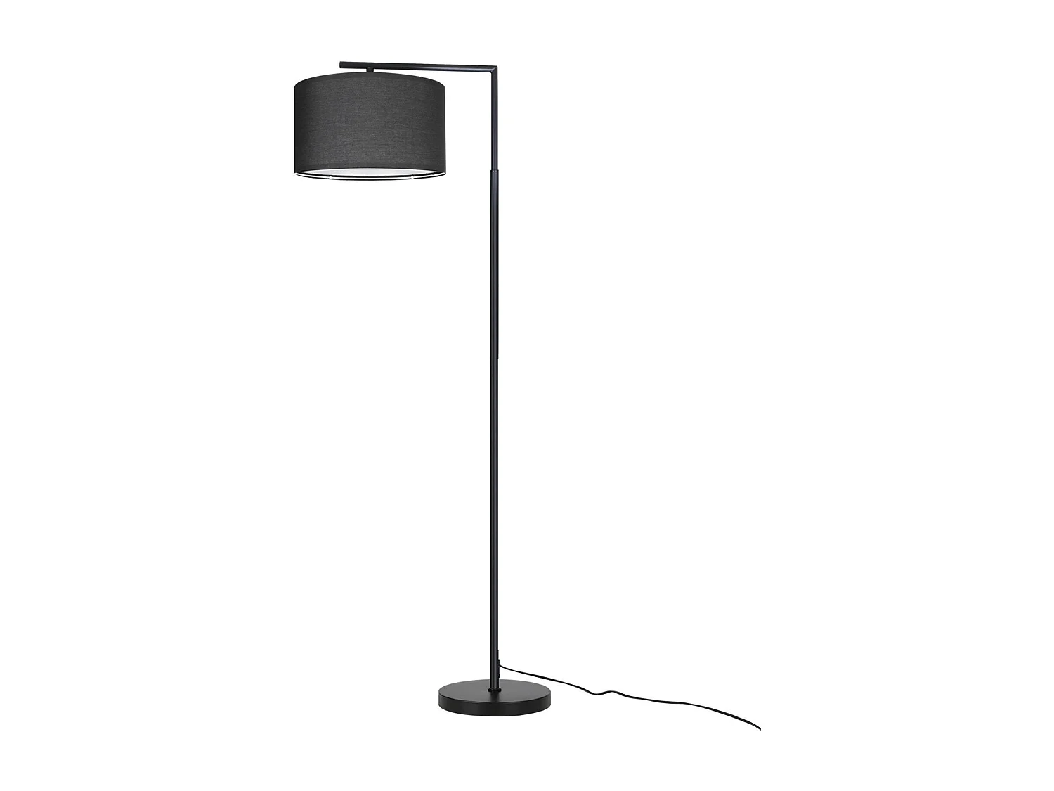 NETTLIFE Lampadaire salon noir : tissu design moderne douille E27 max 40W avec interrupteur au pied lampe de lit 166cm sans ampoule.