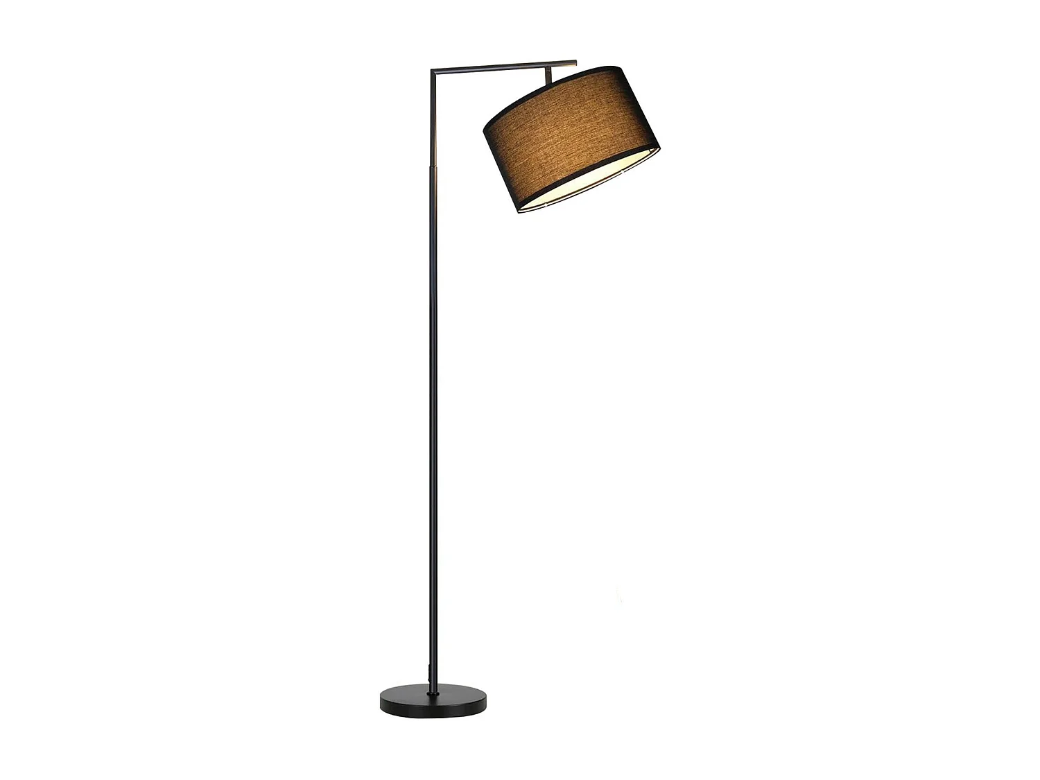 NETTLIFE Lampadaire salon noir : tissu design moderne douille E27 max 40W avec interrupteur au pied lampe de lit 166cm sans ampoule.