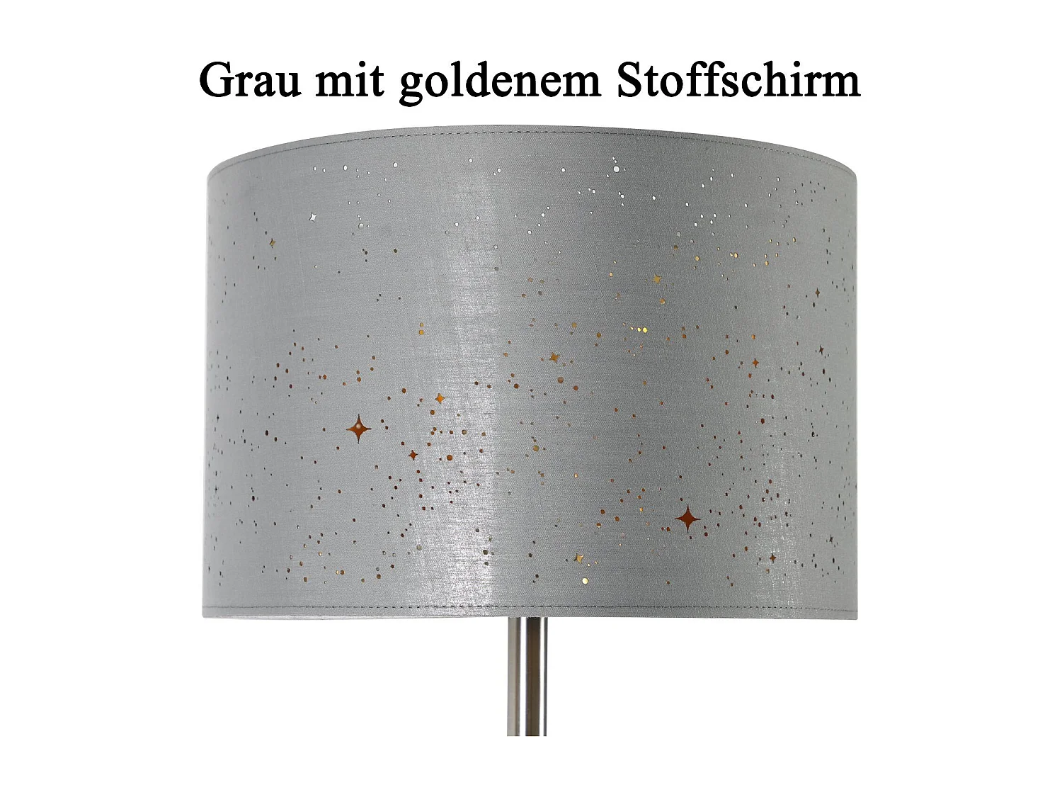 NETTLIFE Lampadaire Salon moderne - Lampe sur pied avec abat-jour en tissu gris or design étoile 144cm avec interrupteur à pied E27 et prise