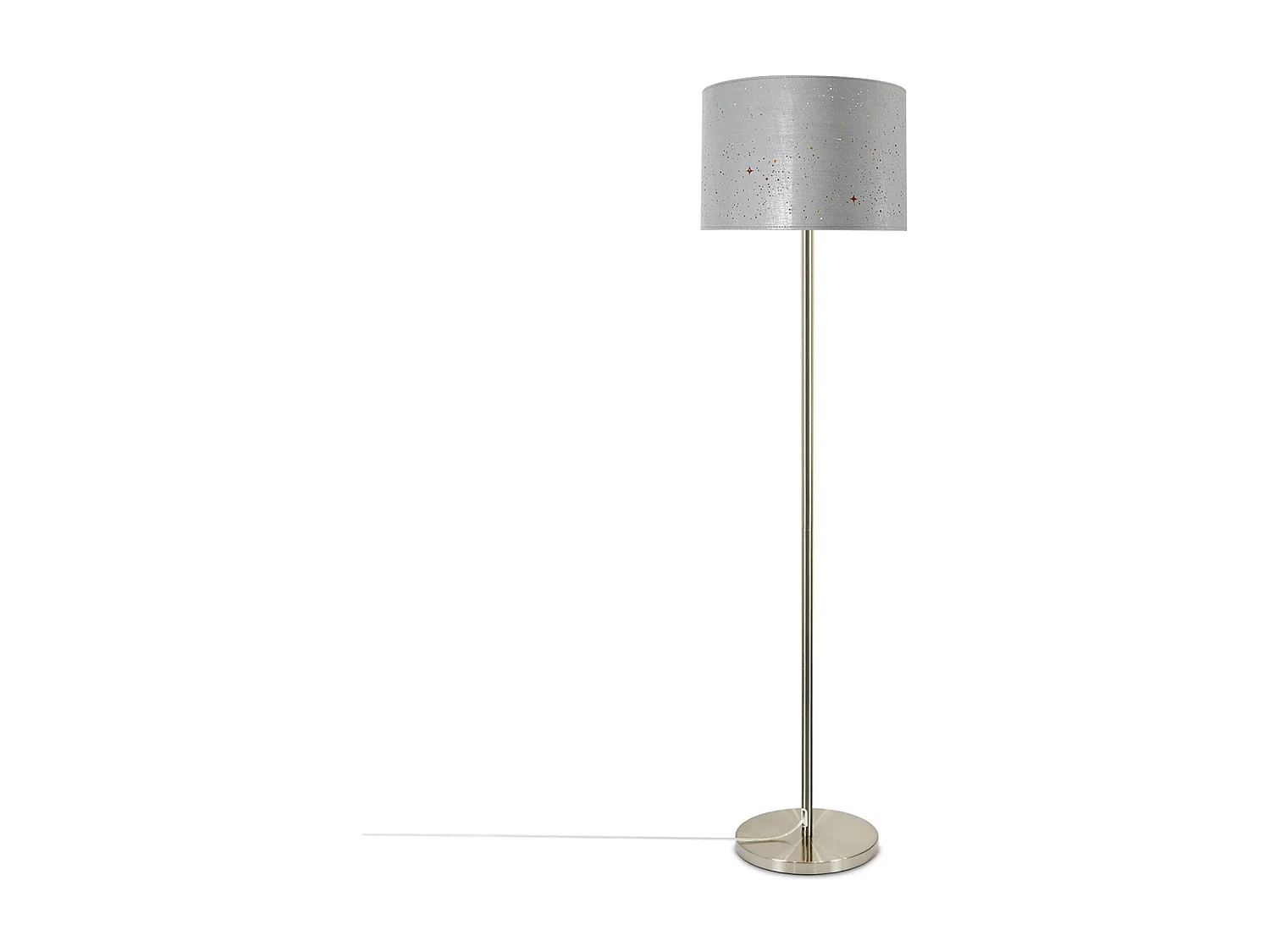 NETTLIFE Lampadaire Salon moderne - Lampe sur pied avec abat-jour en tissu gris or design étoile 144cm avec interrupteur à pied E27 et prise