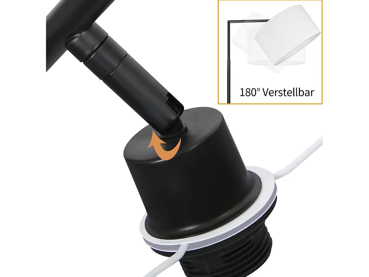 NETTLIFE Lampadaire E27 lampe sur Pied interrupteur pied 166cm abat-jour tissu design max. 40W - sans ampoule