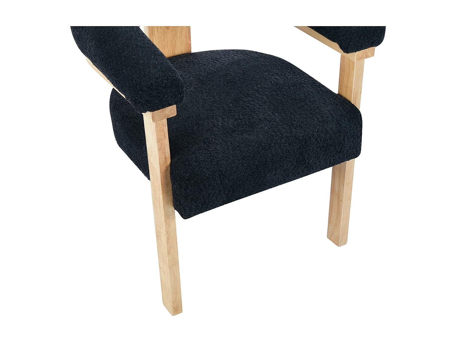 Sedia con braccioli Tessuto bouclette Legno di hevea Nero Naturale - Lotto di 2 - LIVELIA di Pascal MORABITO