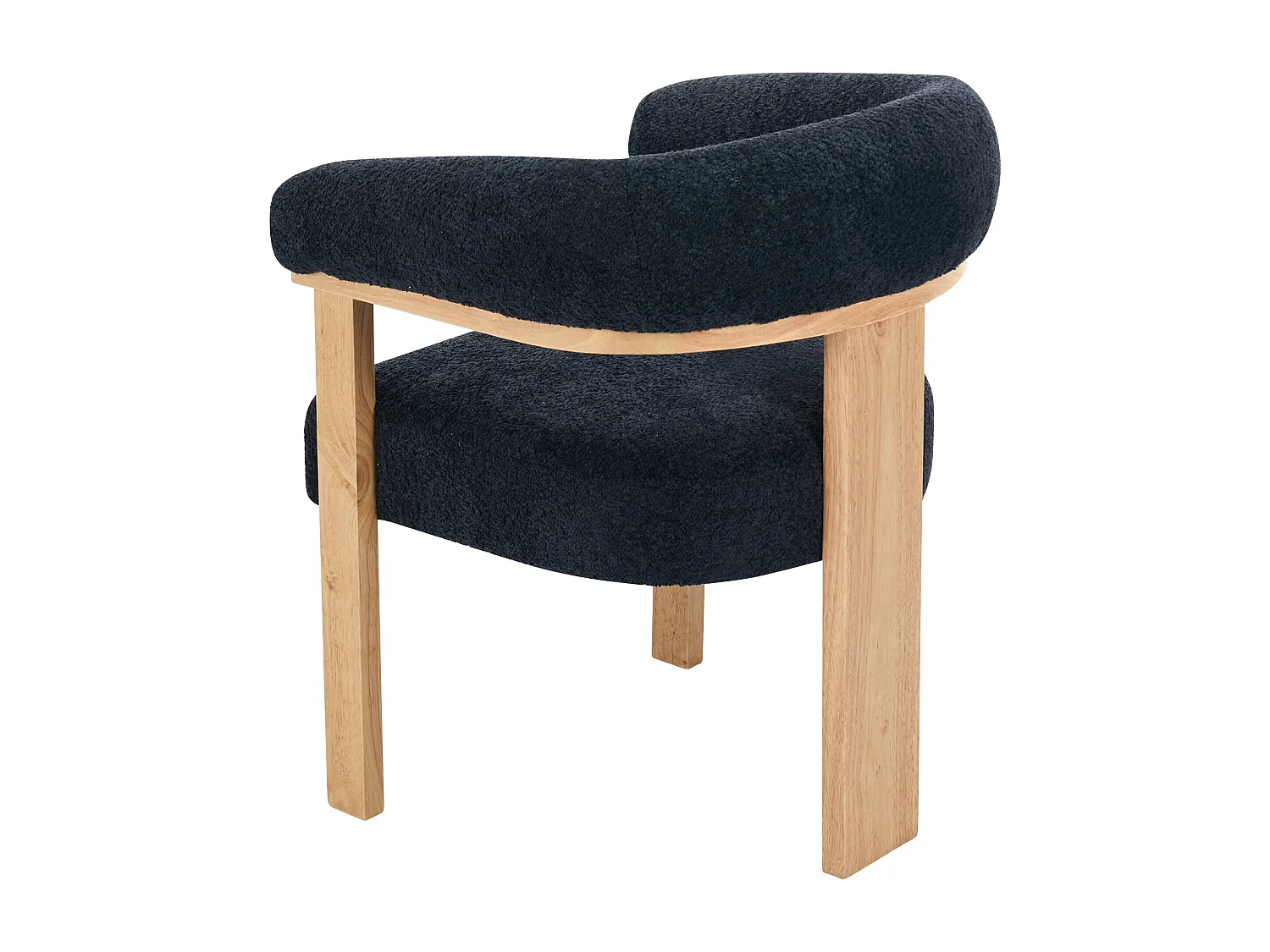 Lot de 6 chaises avec accoudoirs en tissu bouclette et bois d'hévéa naturel - Anthracite foncé - LIVELIA de Pascal MORABITO