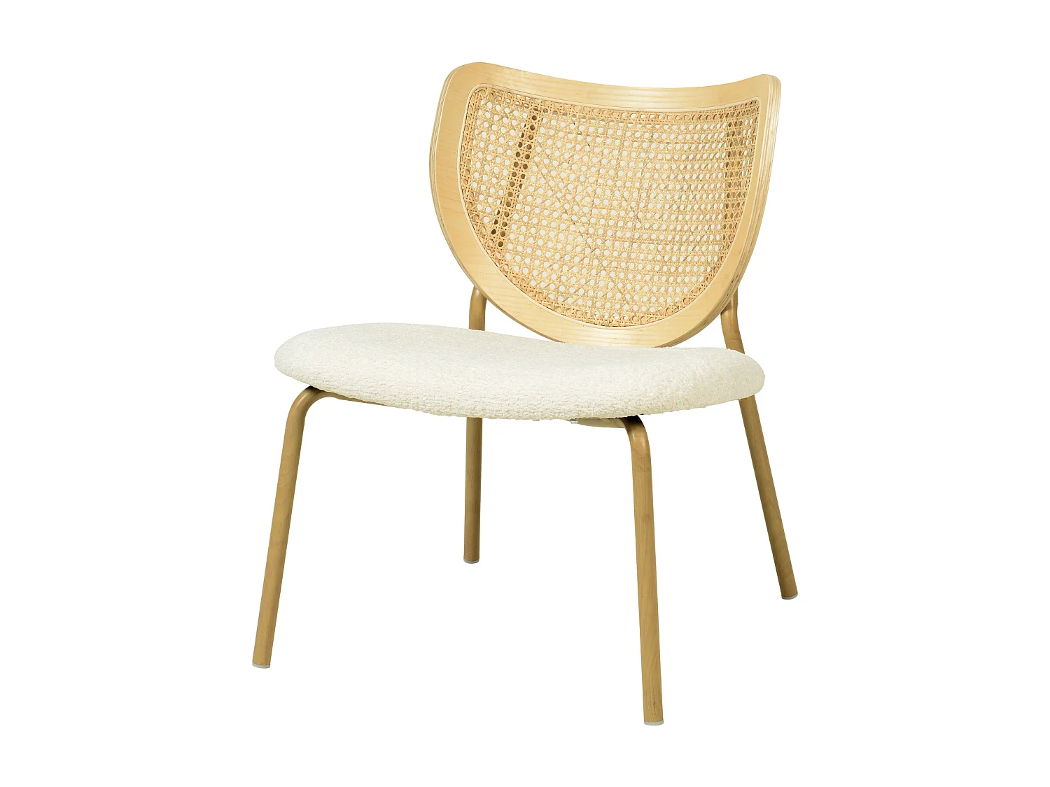 BALI-Poltrona in tessuto ecrù, rattan e metallo