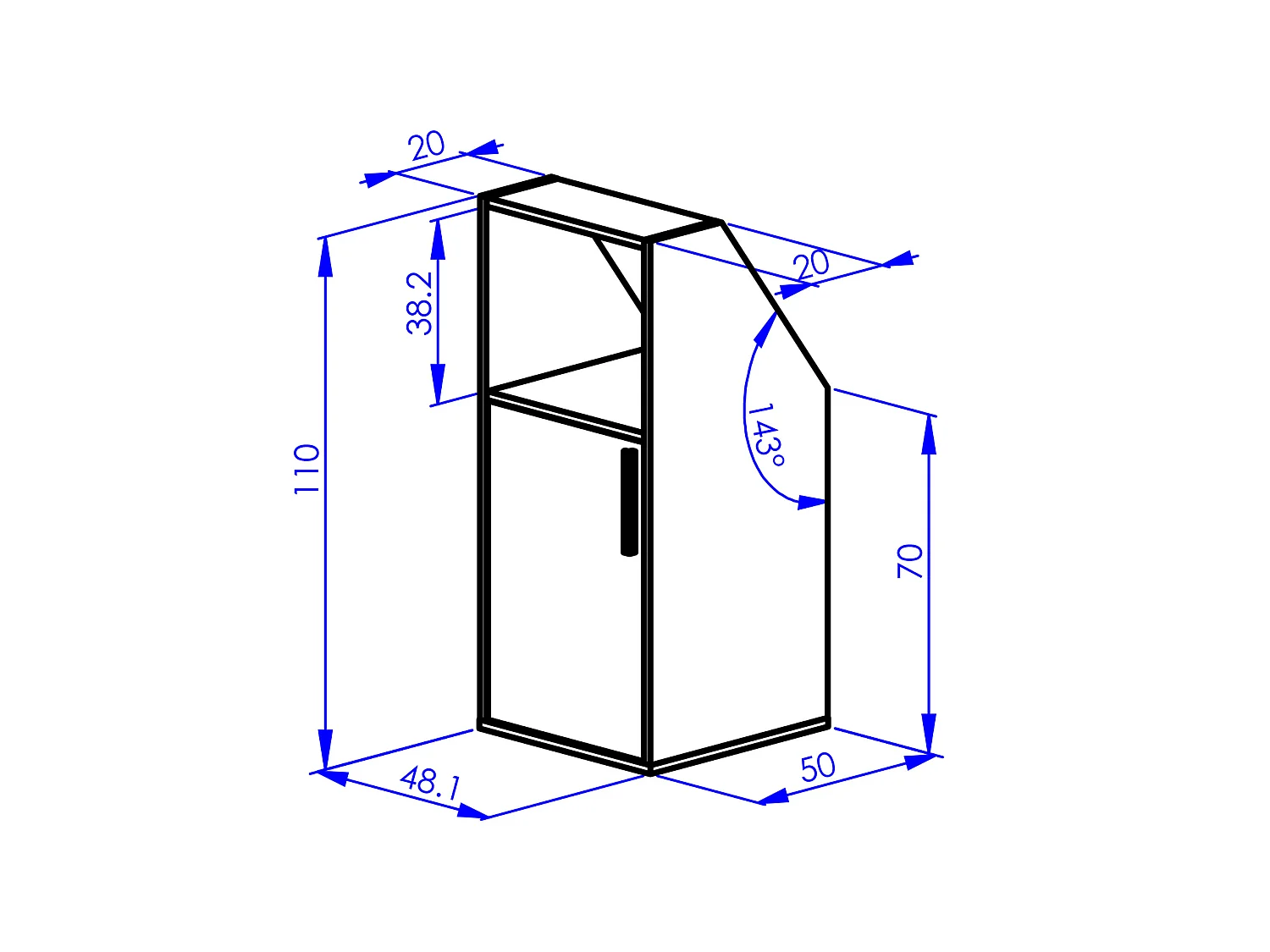Meubel voor onder een schuin dak met 4 deurtjes, 2 planken en 2 nissen - Wit - ADEZIO