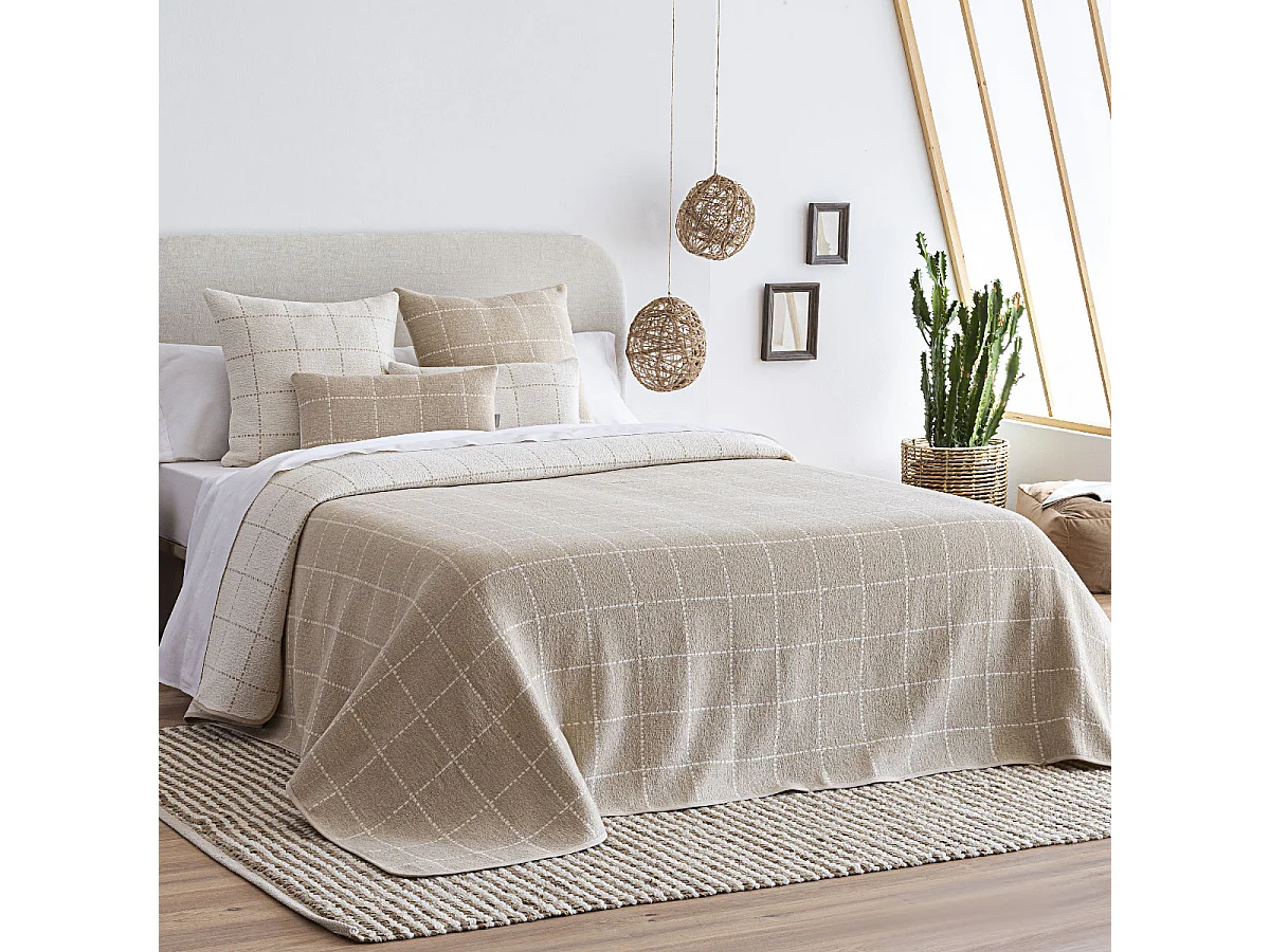 Couvre lit réversible beige 180x270 cm MARNE