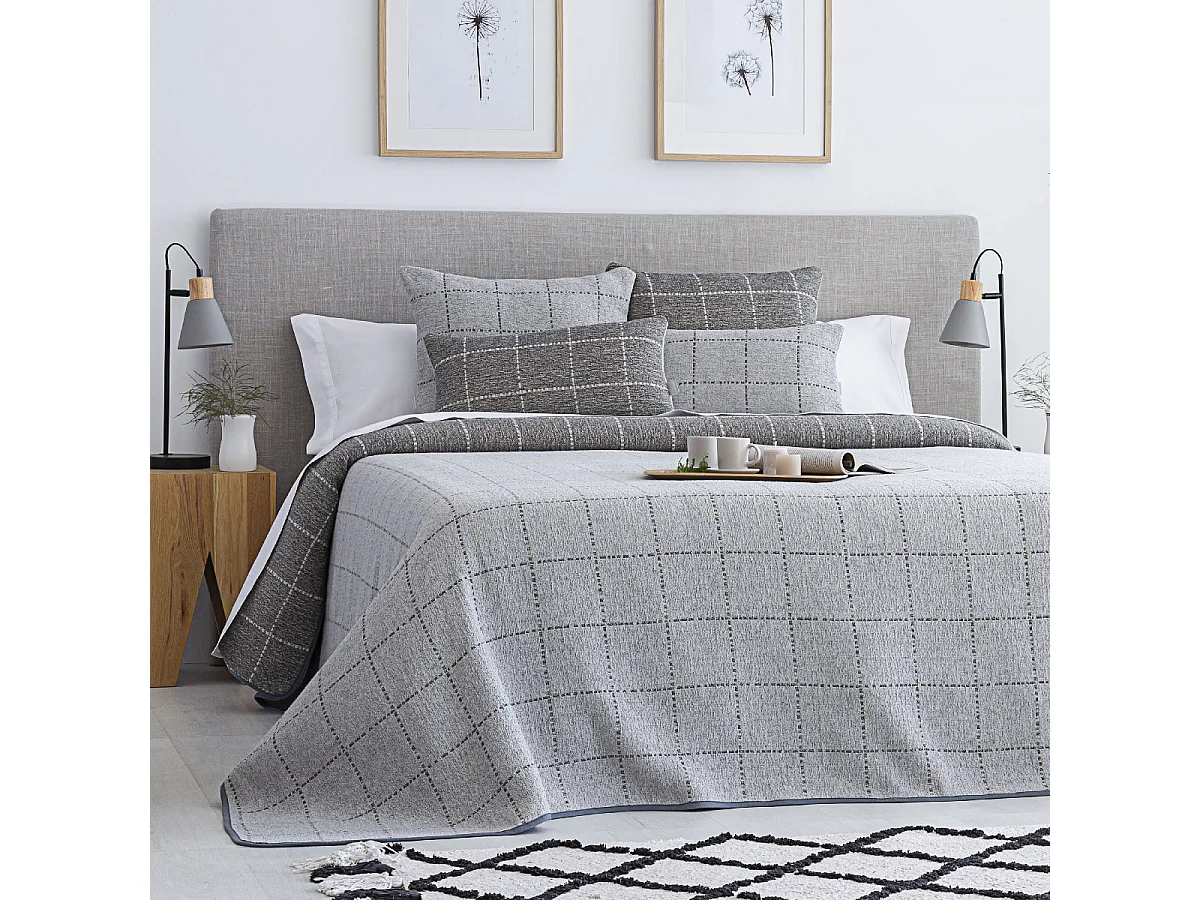 Colcha reversible gris 180x270 cm MARNE