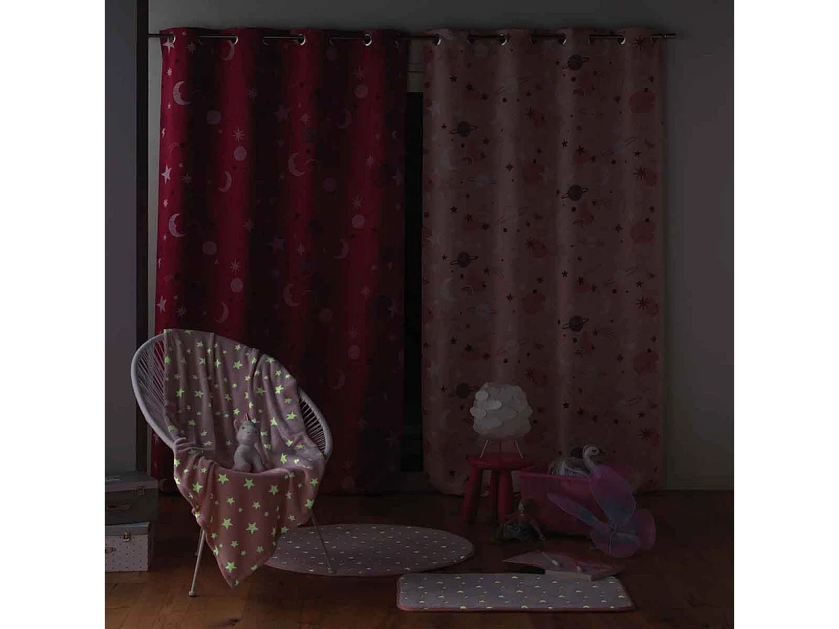 Rideau Occultant "Moonlight" 140x260cm Fuchsia