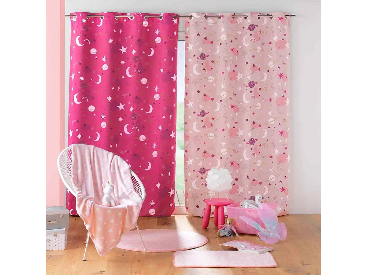 Rideau Occultant "Moonlight" 140x260cm Fuchsia